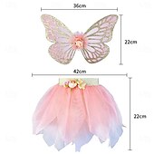 economico Outfit-Set Medievale Rinascimento Elegante Lunghezza al ginocchio Gonna Ali Copricapo con accessori Fata Farfalla Floreale Costume Ragazze Fantasia Halloween Carnevale Feste Fiera Rinascimentale Bambini