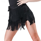 cheap Latin Skirts-Women's Black Fringe Latin Dance Skirt