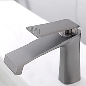 economico Rubinetti per lavandino bagno-Rubinetto per lavabo da bagno - classico rubinetto da bagno monocomando a foro singolo galvanizzato color grigio gomma