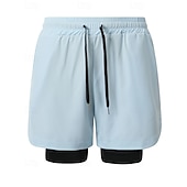 お買い得  ランニングショーツ-男性用 ランニングショーツ アスレチックショーツ ジムショーツ ドローストリング ポケット 2 イン 1 コンプレッションライナー付き ショートパンツ カジュアル 日常 アウトドア 夏 春 速乾性 ライトウェイト 吸汗性 ジムトレーニング 屋外 アスレチック レギュラー スポーツウェア アクティブウェア ブルー ブラック カモフラージュ