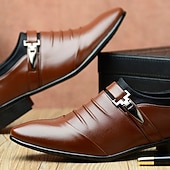 economico Mocassini-mocassini formali da uomo in similpelle con fibbia – design elegante e sofisticato, ideali per riunioni di lavoro, eventi formali e occasioni speciali