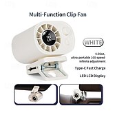 levne Fanoušci aut-Ventilátor s klipem a LED displejem, nastavitelná rychlost 100 otáček, přenosný USB dobíjecí 1800mah baterie, osobní chladicí mini ventilátory, ruční, do deštníku, kanceláře, kempování, posilovny, na