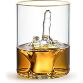 abordables Artículos de bar-Vaso de whisky divertido – vaso premium con mensaje divertido para whisky y licores – vidrio sin BPA con lujoso borde dorado – accesorios de bar para el hogar, ideal para la cueva del hombre, regalo