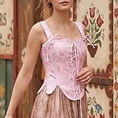 cheap Tops-Medieval Renaissance Cottagecore Corset Bodice Viking Peasant Lace up Fancy Dress Women's Celtic Fantasy Halloween Carnival Performance LARP Ren Faire Adults' Corset