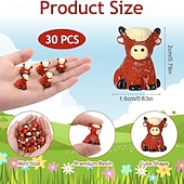 voordelige Beelden-30 mini-beeldjes van Schotse hooglandkoeien, decoratieve kleine dieren van hars voor tuin- en miniatuurlandschappen, poppenhuizen, mos-terrariums en taartdecoratie.