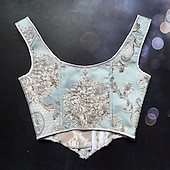 ieftine Topuri-Medieval Renascentist Cottagecore Corset Corsaj Viching Țăran Cu Șiret Costume de fancy Pentru femei Celtic Fantezie Halloween Carnaval Performanță LARP Ren Faire Adulți Corset Corsaj