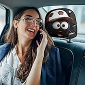 voordelige 250e Verjaardag-2 stuks grappige hoofdsteunhoezen met voetbalhoofd-uitdrukking voor in de auto, gemaakt van non-woven polyester, universele pasvorm, wasbaar, eenvoudig te installeren, perfect voor roadtrips of