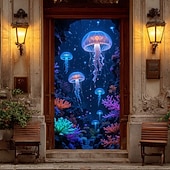 cheap Garage &amp; Door Banners-Posters Door Cover Outdoor Banners Jellyfish Tropical Modern 3D Party Dorm Teens Room College Dorm Guys Man Cave Frat Bedroom Shooting Backgrounds Home Decor