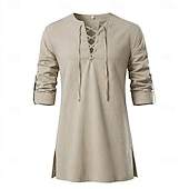  Medieval Renacimiento Camisas Sayo Larga Pirata Vikingo Disfraz Hombre Vikingo Pirata Víspera de Todos los Santos Carnaval Rendimiento LARP Feria Ren Adulto Camisas