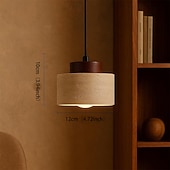 economico Design del Cilindro-Lampadario a sospensione cilindrico wabi-sabi in pietra naturale, moderno, in legno rustico, stile industriale, ideale per sala da pranzo, isola cucina, camera da letto in stile rustico (lampadina di ricambio in omaggio!).