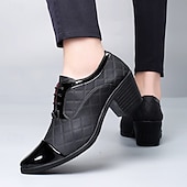 economico Scarpe Oxford-scarpe da uomo in similpelle con tacco alto rosse – finitura lucida classica, punta affilata, tacco medio robusto, scelta elegante per ufficio, feste, matrimoni ed eventi serali