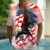 economico Modello di bandiera-Per uomo 4 luglio, 250° anniversario degli Stati Uniti Aquila Bandiera degli Stati Uniti Camicia Camicia Estiva Camicia con Bottoni Manica Corta Patriotico All'aperto Ferie Estate Primavera Collo