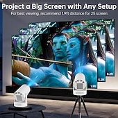 abordables Proyectores-LCD Proyector Mando a Distancia Proyector WiFi Bluetooth 4K 170 lm Androide Compatible con iOS y Android HDMI USB Salida de audio