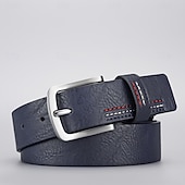 billige Belter til herrer-Herre Belte Automatisk spenne Chrome PU lær Gatemote Moderne Fritid Helfarge Svart Navyblå Daglig Virksomhet Formell Midjebelte