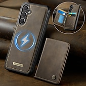 Недорогие Чехлы для Samsung-телефон Кейс для Назначение SSamsung Galaxy S25 S24 S23 Ultra Plus Магнитный адсорбционный футляр со стендом Магнитный ТПУ Кожа PU