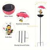 levne Světla cesty &amp; lucerny-1 ks venkovní solární včelí deštník krmítko pro ptáky sloupcové světlo, vodotěsné světlo IP44 na zahradní cestu, dekorace na terasu, trávník a dvůr, venkovní dekorační světlo pro zahradu a dvorek