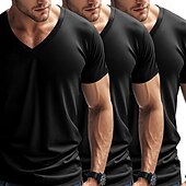 billiga grundläggande t-shirts-Herr T-shirt T-tröja Kortärmad V-hals Sommar Vår Slät Designer Grundläggande Modernt Modernt 3 st Ledigt Semester Gata 8# 9# 4# Topp t-shirt för män