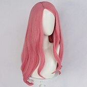 ieftine Peruci Anime-Păr lung și creț, roz pastel, aventurier oceanic, pentru petrecere de cosplay