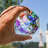 economico Sculture-Acchiappasole arcobaleno in cristallo da 7,5 cm per finestre, grande acchiappasole ottagonale in cristallo colorato, prisma per interni ed esterni, casa
