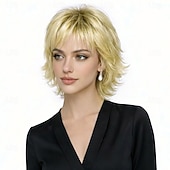 tanie starsza peruka-szykowna krótka peruka dla kobiet - elegancki bob ze srebrnymi warstwami