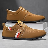 cheap Casual Lace-Up Shoes-Men's Black Faux Leather Sneakers – Fashionable and Comfortable for Casual Outings, Work and Travel