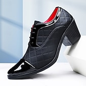 economico Scarpe Oxford-scarpe da uomo in similpelle con tacco alto rosse – finitura lucida classica, punta affilata, tacco medio robusto, scelta elegante per ufficio, feste, matrimoni ed eventi serali