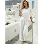 billiga Lyxiga koordset-Dam Onesies Uppsättningar Varm Ledigt Komfort Ren färg Dagligen Hem Orangeröd Marin Svart Vit Mörkgrön Vår Höst