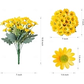 abordables Flores artificiales-Margaritas artificiales para decoración exterior, 6 ramos de flores artificiales para macetas de exterior, flores de seda resistentes a los rayos UV para la puerta principal, el porche y el patio.