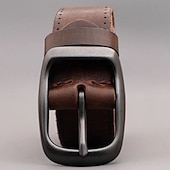 baratos Cintos para Homem-Homens Cinto Ajustável couro legítimo cromada Roupa de rua Moderna Lazer Côr Sólida Preto Marron Diário O negócio Formal Cinto para a Cintura