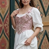 ieftine Topuri-Medieval Renascentist Cottagecore Corset Corsaj Viching Țăran Cu Șiret Costume de fancy Pentru femei Celtic Fantezie Halloween Carnaval Performanță LARP Ren Faire Adulți Corset Corsaj