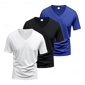billiga grundläggande t-shirts-Herr T-shirt T-tröja Kortärmad V-hals Sommar Vår Slät Designer Grundläggande Modernt Modernt 3 st Ledigt Semester Gata 8# 9# 4# Topp t-shirt för män