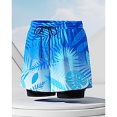economico Costumi da bagno &amp; Pantaloni da surf-Per uomo Medio spessore Costume da bagno Costume da Bagno Floreale Tropicale Coulisse 2 in 1 Con Fodera a Compressione Asciugatura Rapida Elastico Traspirante Senza Maniche Costume da Bagno Pantaloni