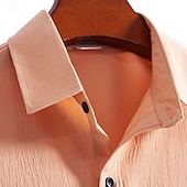 cheap Men's Smart Casual Shirts-Men's Shirt Casual Shirt Button Up Shirt Blue Black White Burgundy Navy Blue Short Sleeve Plain Shirt Collar Casual Daily Front Pocket Clothing Apparel Elegant Fashion Casual