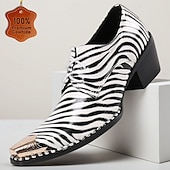 voordelige Elementaire Dress Schoenen-Herenloafers van leer met zebraprint – hoogwaardige modeschoenen voor speciale gelegenheden en avondjes uit.