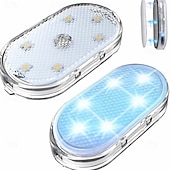 baratos Luzes decorativas-Conjunto de 1 conjunto de luzes LED internas sem fio para carro, luzes coloridas para interior de carro com 6 LEDs brilhantes, luz noturna LED interna portátil recarregável via USB para decoração de carro.