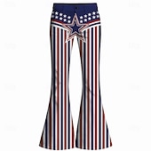  250° anniversario USA Retrò Vintage Anni '70 Pantaloni Pantaloni a zampa d'elefante Hippie Disco Vita alta Costume Per donna Mascherata 4 Luglio Feste Giorno dell'Indipendenza Adulti Pantaloni