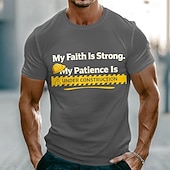  Herren Bibel Mein Glaube ist stark Meine Geduld ist im Bau Lustiges Humorvolles Religiöses Christliches Schutzhelm Grafik T-Shirt Kurzarm Muskel Fit Casual Täglich Tragen Designer Apparel