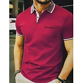 economico Polo classica da uomo-Per uomo Polo Maglia da golf Casuale Streetwear Bavero Manica Corta Essenziale Moderno Blocco di colori Tasca Bottoni Estate Primavera Vestibilità regolare Nero Bianco Giallo Borgogna Blu marino