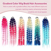 economico Capelli all'uncinetto-2 pezzi di extension per coda di cavallo sintetiche colorate a forma di bolla, extension per capelli intrecciati leggeri da 24 pollici, accessori per festival rave per ragazze, giornata dei capelli