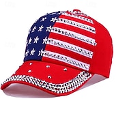 economico 250° Anniversario degli Stati Uniti-Cappellino da baseball patriottico con bandiera americana e strass a forma di stella, cappellino regolabile da uomo e donna, cappello da sole per esterni, 4 luglio, Giorno dell'Indipendenza, 250°