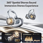 baratos Fones de ouvido abertos-Fones de ouvido sem fio Lenovo com clipe de orelha aberto, Bluetooth 5.3, estojo de carregamento, 25 horas de reprodução, compactos. &amp;Som potente, microfone embutido, fones de ouvido confortáveis para