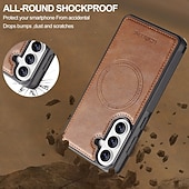 abordables 2026 Samsung Galaxy S26 Serie-teléfono Funda Para Samsung galaxia S26 S26 Plus S26 Ultra Tarjetas billetera Magnética Soporte de carga inalámbrica Ranura para tarjetas Retro Cuero de PU