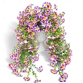 abordables Artificial Flower-4pcs Artificial Morning Glory Vine Garland for Wedding, Home, &amp; Outdoor Decor, Realistic Flower Hanging Vines for Garden, Patio, Wall, and Courtyard, Durable Faux Floral Décor for Wedding Decoration