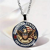  Set di 3 pezzi per la collana del 250° anniversario degli Stati Uniti: ciondolo con aquila 2D e bandiera americana, gioiello commemorativo patriottico, oggetto da collezione 1776-2026, Giorno dell'Indipendenza, 4 luglio, regalo per l'orgoglio americano.