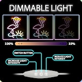 levne Dekorativní světla-plameňák, koktejl, palma &amp;Nástěnná svítidla s neonovým nápisem s vlnami, napájení přes USB, stmívatelné LED světlo s barevnými možnostmi pro interiér, ložnici, obývací pokoj, hernu, bar, párty,