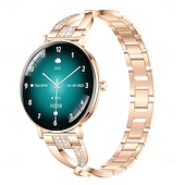baratos Smartwatch-Relógio inteligente exclusivo Goddess com tela redonda AMOLED HD de 1,32 polegadas, ultrafino e leve de 7,5 mm, a melhor opção de presente para namorada, monitoramento de frequência cardíaca e