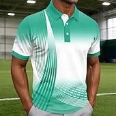  בגדי ריקוד גברים גאומטרי קו חולצות פולו שרוולים קצרים חולצות פולו חולצות עם צווארון יום יומי בגדי ספורט ומנוחה כפתורים אביב קיץ פול ורוד מסמיק סגול