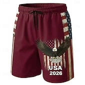  Men's 4th of July U.S. 250th Anniversary Eagle American Flag Swim Trunks Swim Shorts Board Shorts Mid Waist Patriotic Holiday Side Pockets Mesh Lining Elastic Drawstring Waist Designer Clothing