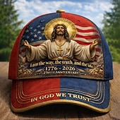 Недорогие Бейсболка мужская-Муж. Бейсболка Шляпа от солнца Синий Красный Полиэстер Пэчворк Мода Уличный стиль На каждый день Повседневные на открытом воздухе Отпуск Американский флаг США Цитаты и выражения