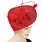 cheap Fascinators-Fascinators Polyester Wedding Birthday Vintage Cute Retro With Feather Headpiece Headwear